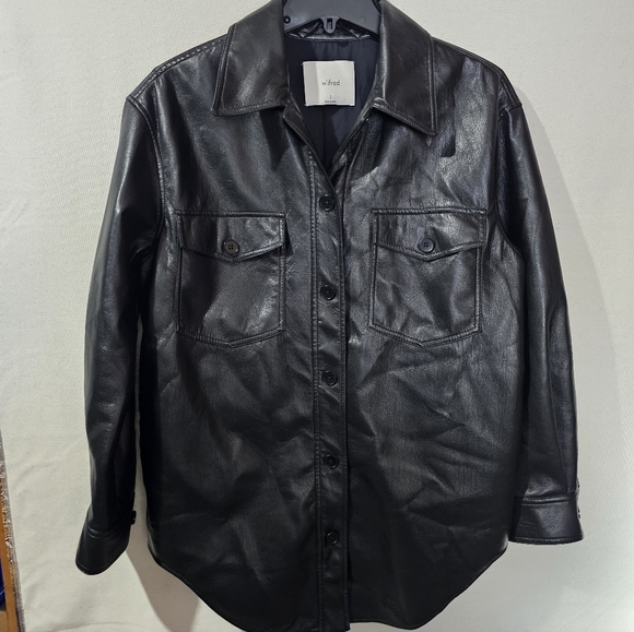 Aritzia WilfredBlack Leather Button-Up Shirt - Picture 5 of 8